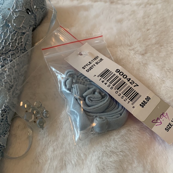 NWT- Pale Blue Sparkly and Lacy Mini Cocktail/Party Dress - Picture 5 of 16